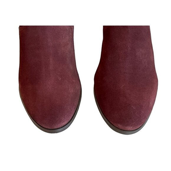 Diba Women's Sleek Bootie Burgundy Suede Buckle Stacked Heel LeatherSize 8.5 NWT - Picture 3 of 8